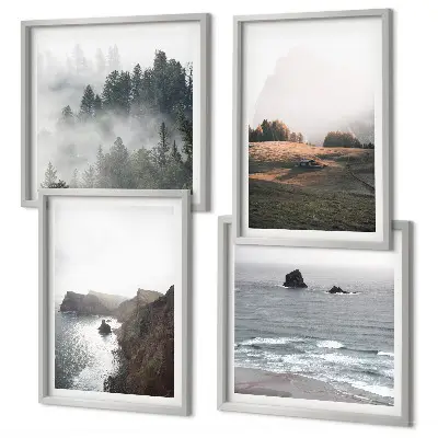 Mountain and sea landscape wall art set set of wall art prints featuring mountainous coastal scenery