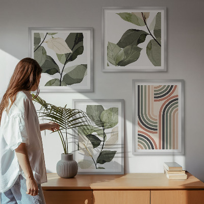 Multi-piece wall decor set Geometric plant motifs
