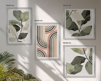 Multi-piece wall decor set Geometric plant motifs