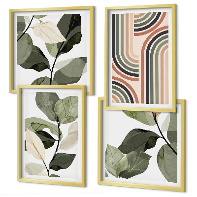 Multi-piece wall decor set Geometric plant motifs
