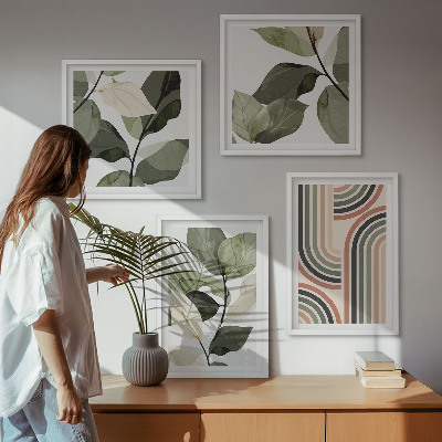 Multi-piece wall decor set Geometric plant motifs