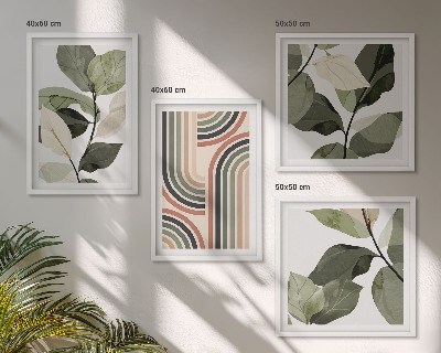 Multi-piece wall decor set Geometric plant motifs