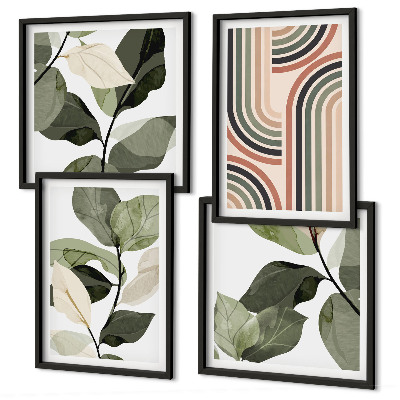 Multi-piece wall decor set Geometric plant motifs