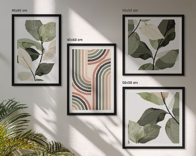 Multi-piece wall decor set Geometric plant motifs