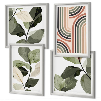 Multi-piece wall decor set Geometric plant motifs