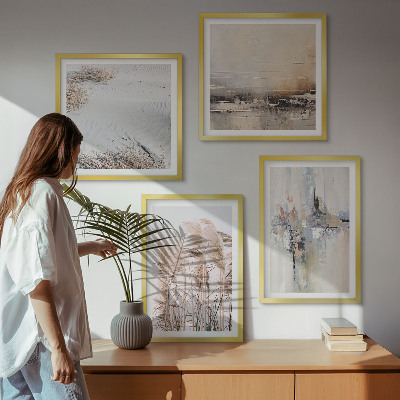 Set of 4 wall art pieces Vegetation abstract patterns