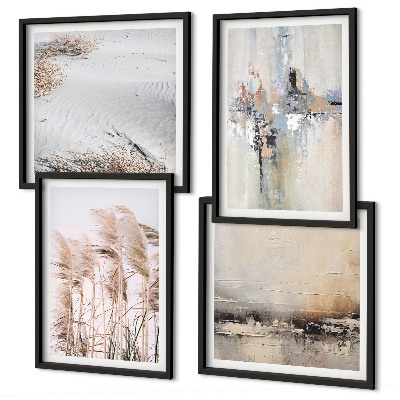 Set of 4 wall art pieces Vegetation abstract patterns