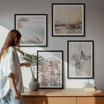 Set of 4 wall art pieces Vegetation abstract patterns