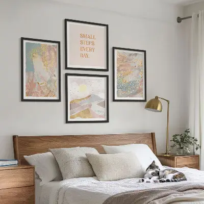 Multi-piece wall decor set with abstract pastel patterns