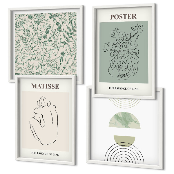 Set of 4 wall art pieces Lines, plant patterns, minimalism