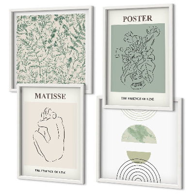 Set of 4 wall art pieces Lines, plant patterns, minimalism