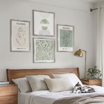 Set of 4 wall art pieces Lines, plant patterns, minimalism