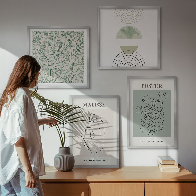 Set of 4 wall art pieces Lines, plant patterns, minimalism