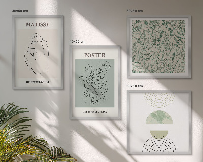 Set of 4 wall art pieces Lines, plant patterns, minimalism