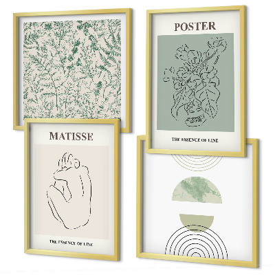 Set of 4 wall art pieces Lines, plant patterns, minimalism