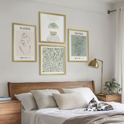 Set of 4 wall art pieces Lines, plant patterns, minimalism