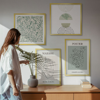 Set of 4 wall art pieces Lines, plant patterns, minimalism