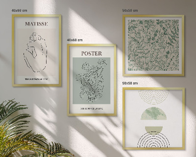 Set of 4 wall art pieces Lines, plant patterns, minimalism