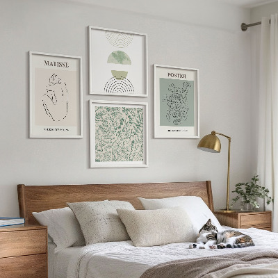 Set of 4 wall art pieces Lines, plant patterns, minimalism