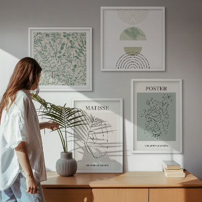 Set of 4 wall art pieces Lines, plant patterns, minimalism