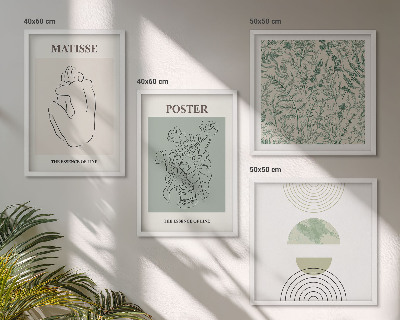 Set of 4 wall art pieces Lines, plant patterns, minimalism