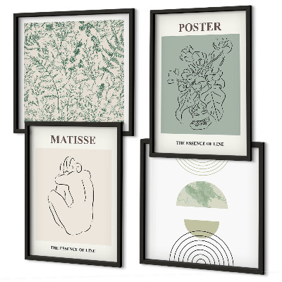 Set of 4 wall art pieces Lines, plant patterns, minimalism