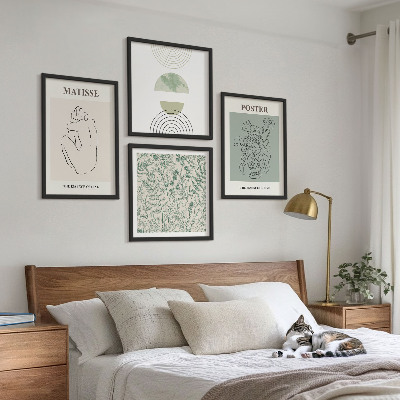 Set of 4 wall art pieces Lines, plant patterns, minimalism