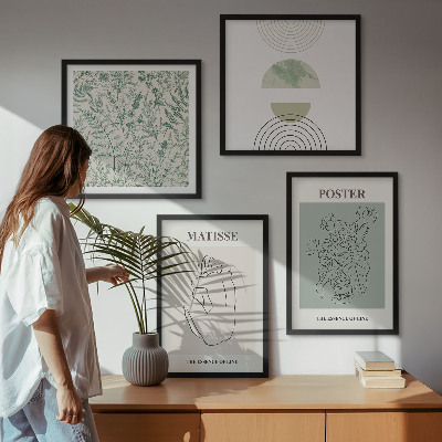 Set of 4 wall art pieces Lines, plant patterns, minimalism
