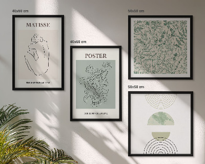Set of 4 wall art pieces Lines, plant patterns, minimalism