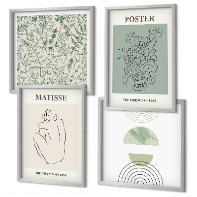 Set of 4 wall art pieces Lines, plant patterns, minimalism