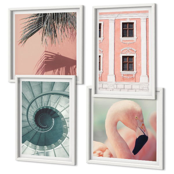 Multi-piece wall decor set Architecture pastel patterns