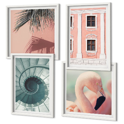 Multi-piece wall decor set Architecture pastel patterns