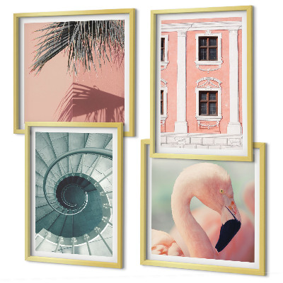 Multi-piece wall decor set Architecture pastel patterns
