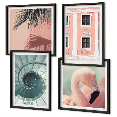 Multi-piece wall decor set Architecture pastel patterns