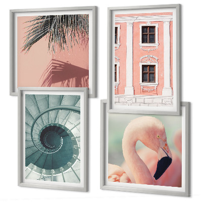 Multi-piece wall decor set Architecture pastel patterns