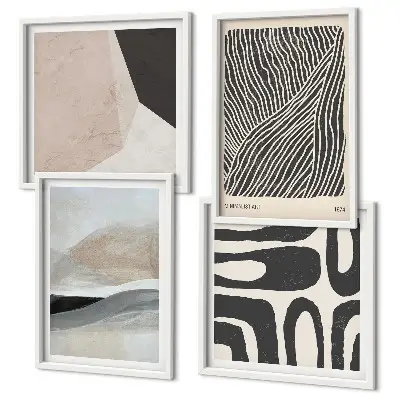 Wall art set with abstract boho decorative patterns