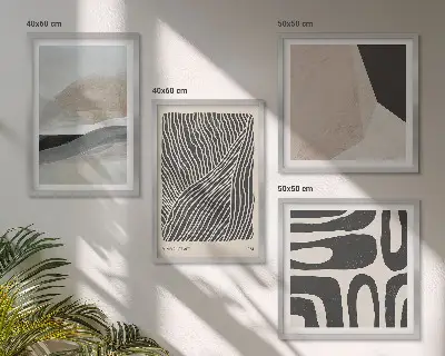 Wall art set with abstract boho decorative patterns