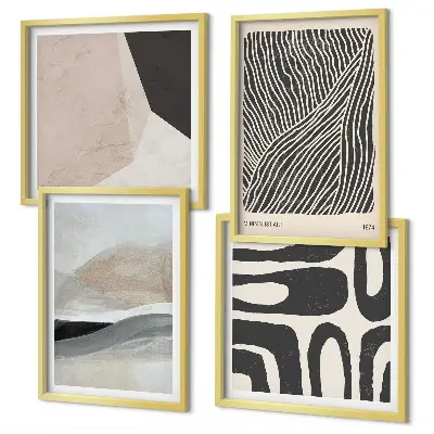 Wall art set with abstract boho decorative patterns