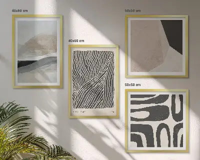 Wall art set with abstract boho decorative patterns