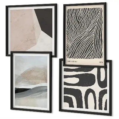 Wall art set with abstract boho decorative patterns