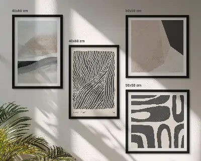 Wall art set with abstract boho decorative patterns