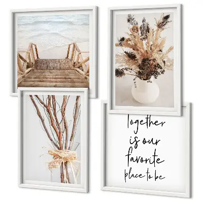 Minimalist floral branch wall art set of 4 pieces