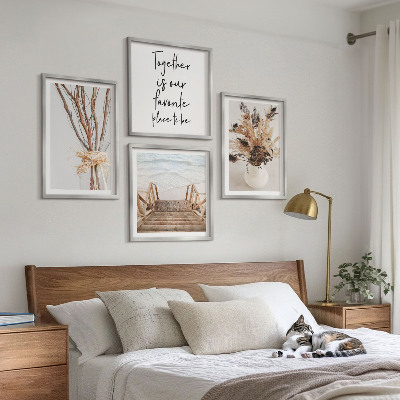 Set of 4 wall art pieces Flowers branches minimalism nature