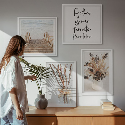 Set of 4 wall art pieces Flowers branches minimalism nature