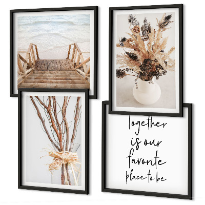 Set of 4 wall art pieces Flowers branches minimalism nature
