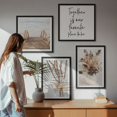 Set of 4 wall art pieces Flowers branches minimalism nature