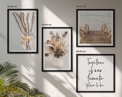 Set of 4 wall art pieces Flowers branches minimalism nature