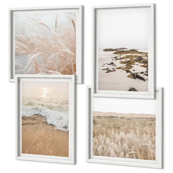 Wall art set beach waves and stones summer theme