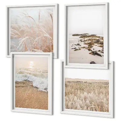 Wall art set beach waves and stones summer theme