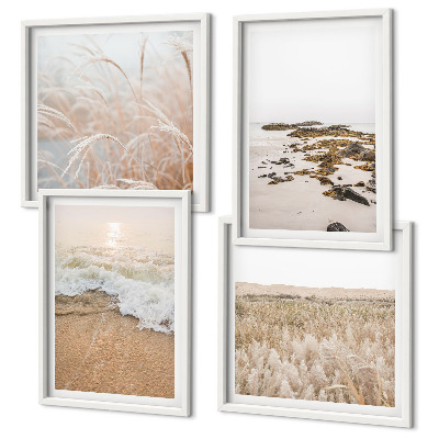 Wall art set Beach waves stones summer